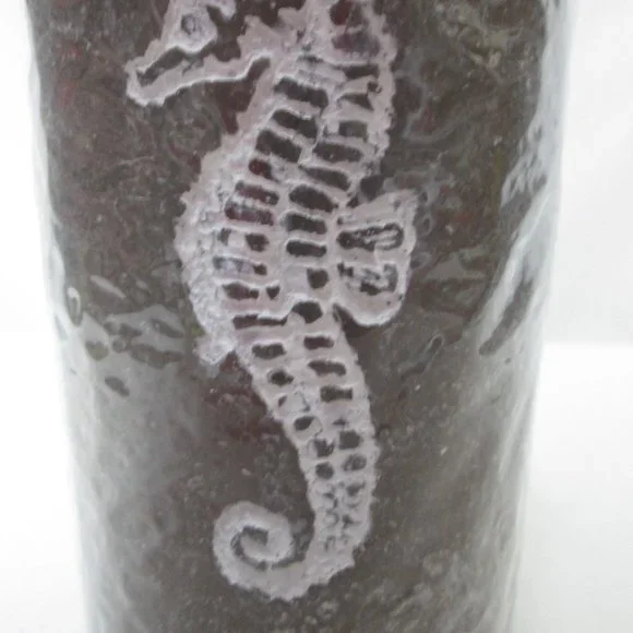 Seahorse pillar candle brown white sea life 6" tall Hobby Lobby sealed NEW NWT - Picture 6 of 12